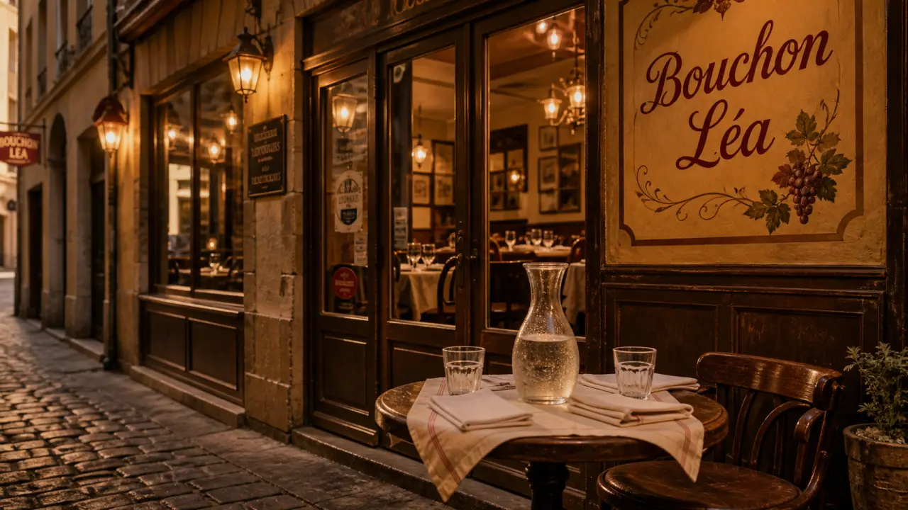 Bouchon Léa, façade lyonnaise en golden hour