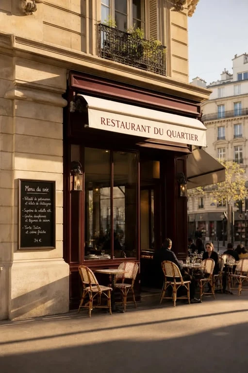 Chez Alphonse, restaurant français Paris 14, terrasse conviviale et façade chaleureuse à Paris
