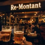 Le remontant bar paris 20 : entrée Re-Montant et verres de bière