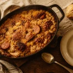 Paris cassoulet : cocotte fumante, haricots et gratin doré