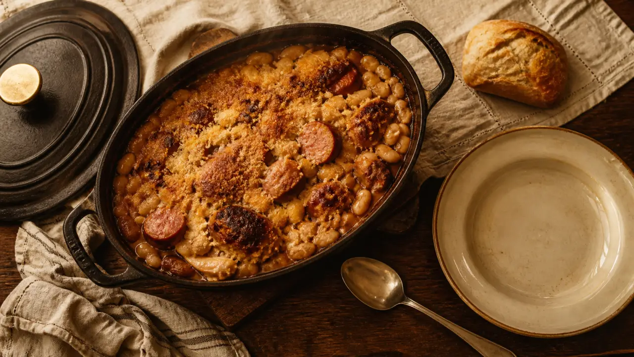 Paris cassoulet : cocotte fumante, haricots et gratin doré
