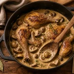 Recette pintade en cocotte aux champignons en cocotte