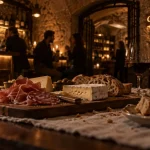 Chai Antoine bar paris : entrée de cave rétro, charcuterie et verres