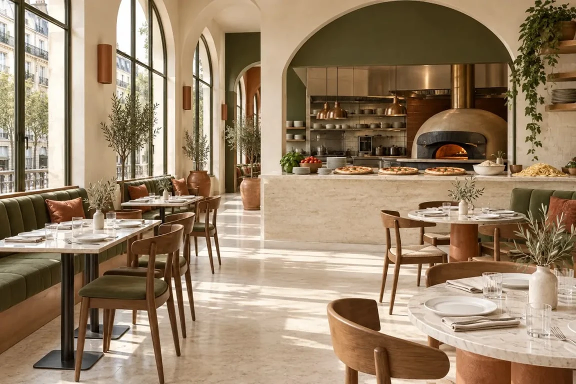 Mamazini restaurant Paris, ambiance intérieure d’un restaurant italien halal