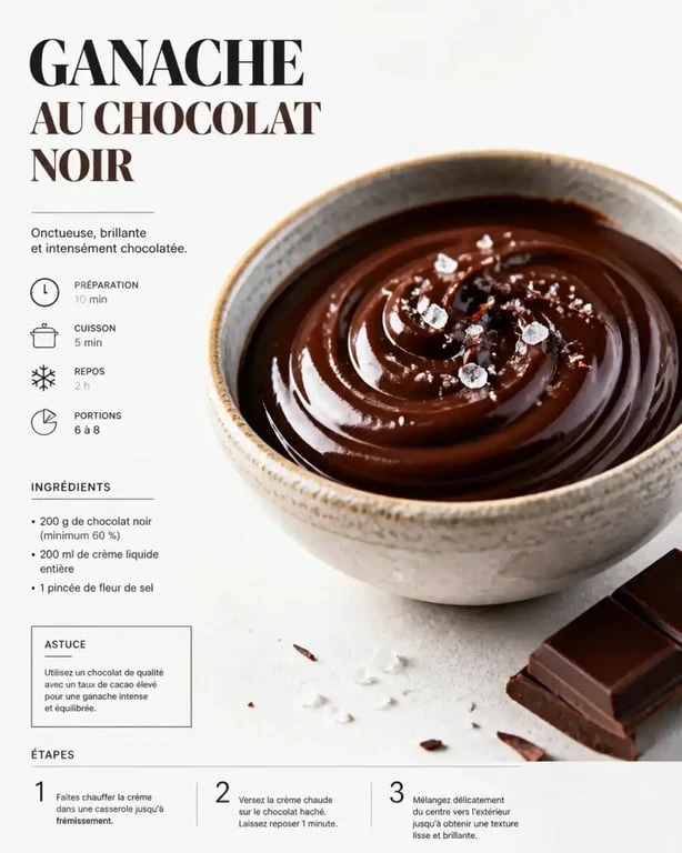 Ganache fondante au chocolat noir artisanale de Mon Jardin Chocolaté