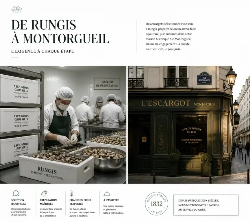 Escargot parisien entre grossiste de Rungis et restaurant historique à Paris
