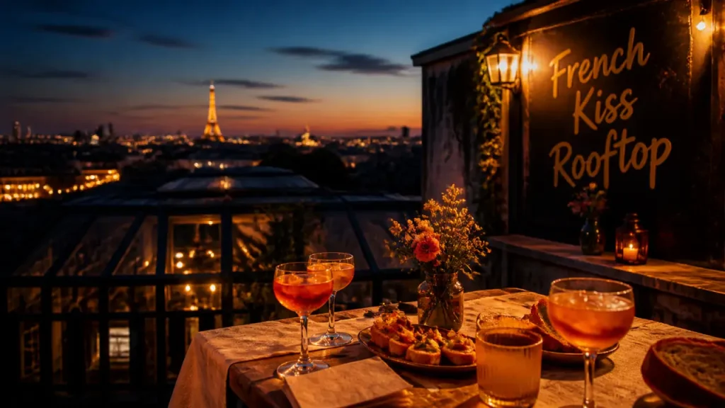 French Kiss Paris restaurant porte de versailles rooftop au 9e étage, golden hour