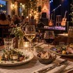 Le bouchon qui chante à Lyas : intérieur de bistrot et musique live