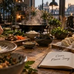 Pierre Sang cours de cuisine : atelier parisien, mains découpant des raviolis coréens