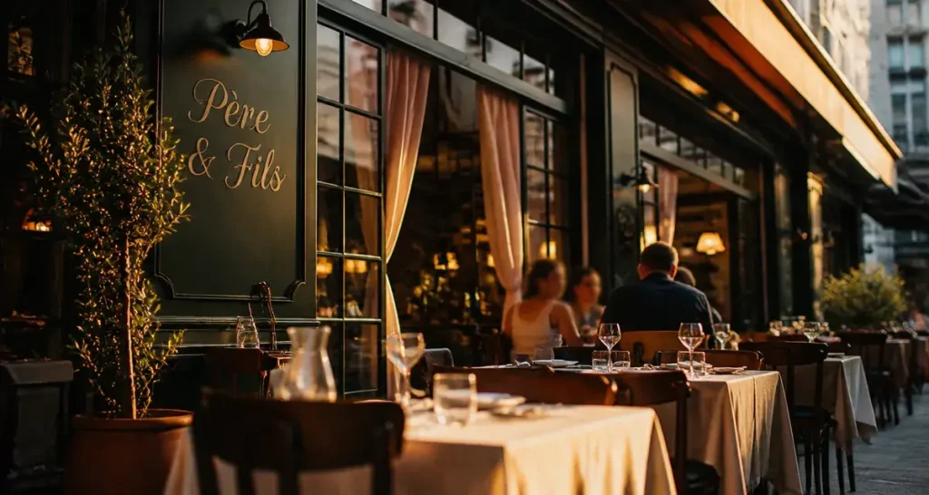 Restaurant café Père & Fils, brasserie terrasse Paris 2, Paris.