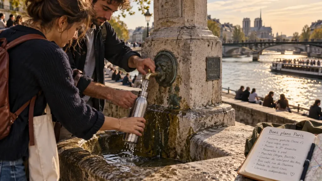 Bons plans Paris au bord de la Seine : fontaine publique