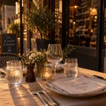 Terrasse de bouchons et resto à Alfortville, photo golden hour