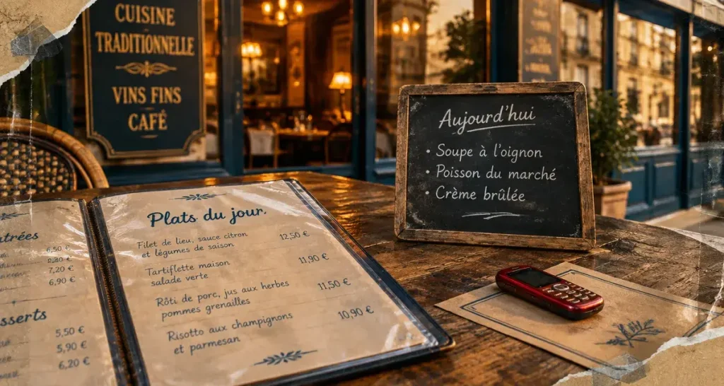 Le bouchon d adele à La Sentinelle : carte du jour devant la vitrine