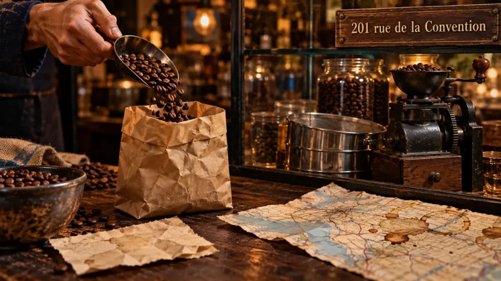Les caféeries de paris : grains torréfiés à la rue de la Convention